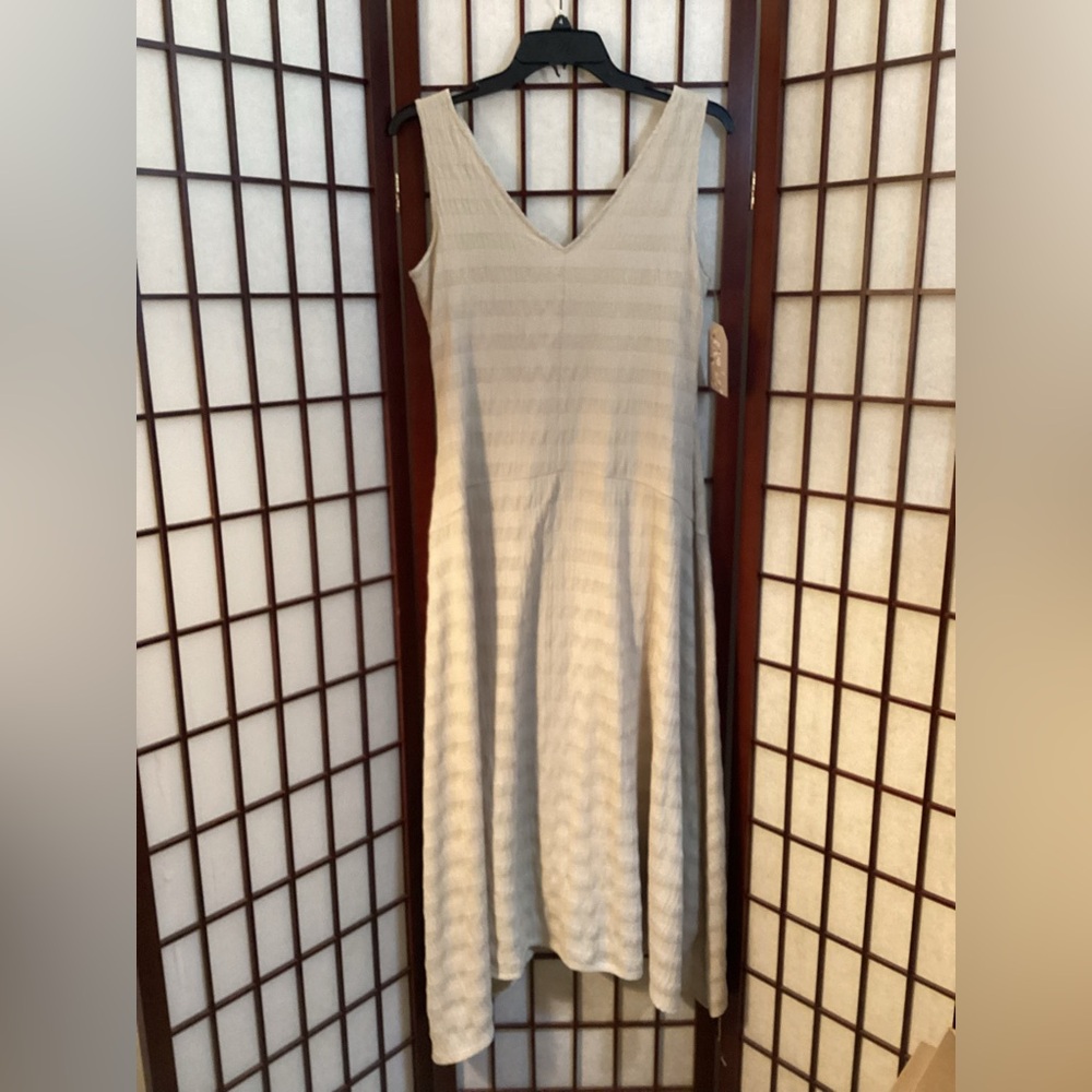 For Cynthia lined poly spandex asymmetrical soft striped maxi dress. Size S.